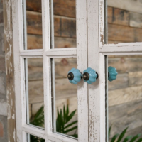 Close up of mirror and door handles 