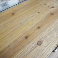 Close up of wooden shelving