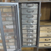 Close up of metal drawers 