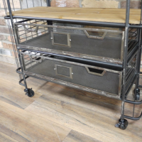 Close up of Mesh Drawer on Tall Industrial Trolley Shelving Unit 
