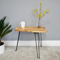 Folding Metal & Wood Side Table 