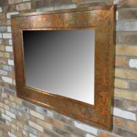 Side View of Rustic Copper Wall Mirror - Large