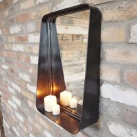 Side view of industrial shelf mirror 