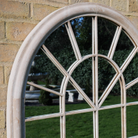 Close up of Rustic Cream Arched Mirror 