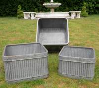 Vintage Metal Galvanised Square Dolly Tub- Set of 3