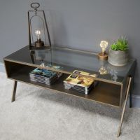 Industrial Metal & Glass Coffee Table in Situ 