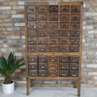 Tall Dark Wood Haberdashery Cabinet 