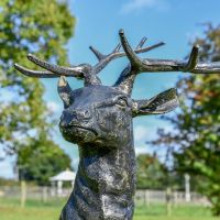 Front facing view of Gold & Black Stag Sculpture 