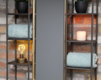 Close up of Shelving Unit and Mirror 