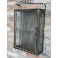 Industrial Ribbed Metal & Glass Wall Unit - Small in Situ