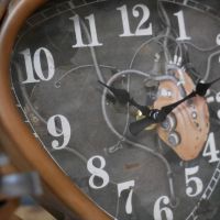 Close up of clear clockface 