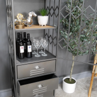 Industrial Shelving Unit & Cabinet with Door Open