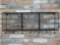 Industrial Shelf Unit with Hooks on Wall 