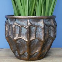 Antique Bronze Indoor Planter with Plant