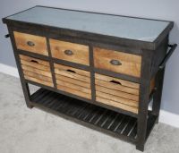 Side View of Large Iron & Mango Wood Storage Cabinet