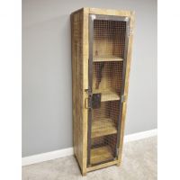 Side View of "Tall" Industrial Mango Wood Cabinet