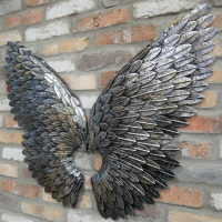 Side view of Antique Silver Angel Wings on Wall