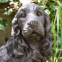 Close-Up of Springer Spaniel Garden Sculpture