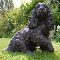 Low Angle of Springer Spaniel Garden Sculpture