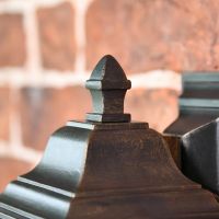 Close up of square finial on "Hillside" light