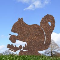 Rustic Squirrel Silhouette Ornament in the Garden
