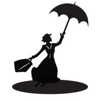 Mary Poppins Silhouette Ornament in a Black Finish