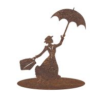 Mary Poppins Garden Silhouette Ornament in a Rustic Finish