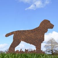 Rustic Cocker Spaniel Silhouette Ornament in the Garden