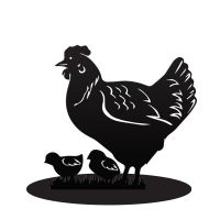 Hen & Chicks Silhouette Ornament in a Black Finish