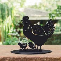 Black Hen & Chicks Silhouette Ornament in Situ