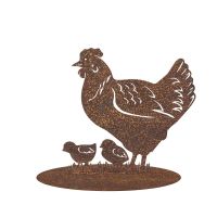 Hen & Chicks Silhouette Ornament in a Rustic Finish