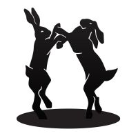 Boxing Hares Black Silhouette Ornament in a Black Finish