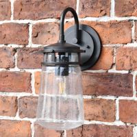 "Elmwood" Vintage Bronze Seeded Glass Lantern- 38cm