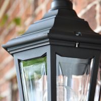 Close up of the lanterns decorative traditional frame and glass panes 