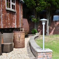 Modern Stainless Steel Driveway Pillar Light in situ 