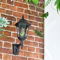 Large Bottom Fix Black Wall Lantern in Situ on Brick Wall