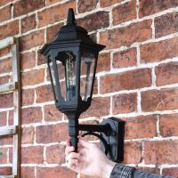 Large Bottom Fix Black Wall Lantern to Scale