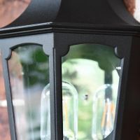 Flush-Fix Victorian Black Wall Lantern Clear Panes