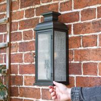 Traditional Aged Copper Wall Lantern to Scale