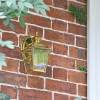 Polished Brass Top-Fix Lantern on Brick Wall