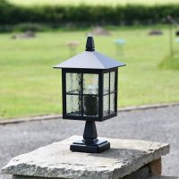 Traditional square pillar light with window pane design 