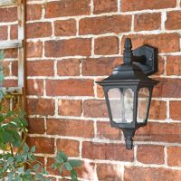 "Moorside" Traditional Top Down Black Wall Lantern in Use