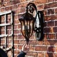 Walnut effect Glendale wall lantern on Manor house