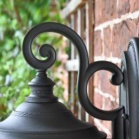 Medium Traditional Top-Fix Black Wall Lantern Scrolled Bracket