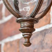 Close up of finial on bottom of lantern 