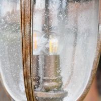 Traditional Bronze Pillar Lantern Seeded Glass Panes