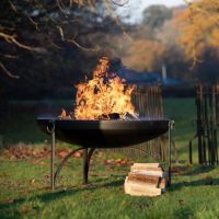 120cm Plain Jane Kadai Fire Bowl in Garden