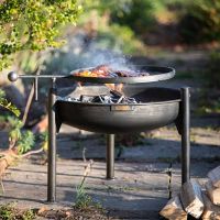 High Firepit with Swing Arm in Use 