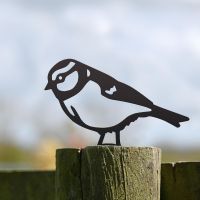 Blue Tit Fence Topper in Situ Outside
