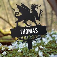 Welsh Dragon Ground Spike with Name 
